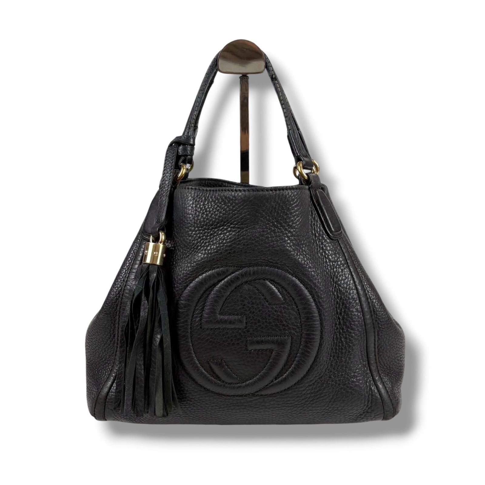 Gucci 2-Way Interlocking Soho Shoulder Bag Black Leather — view 2