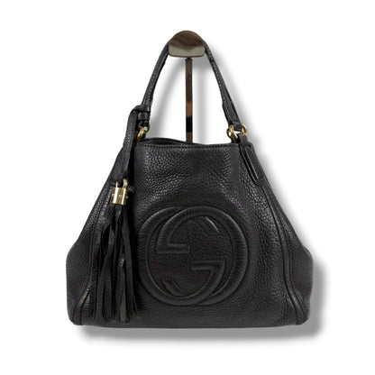 Gucci 2-Way Interlocking Soho Shoulder Bag Black Leather — view 2