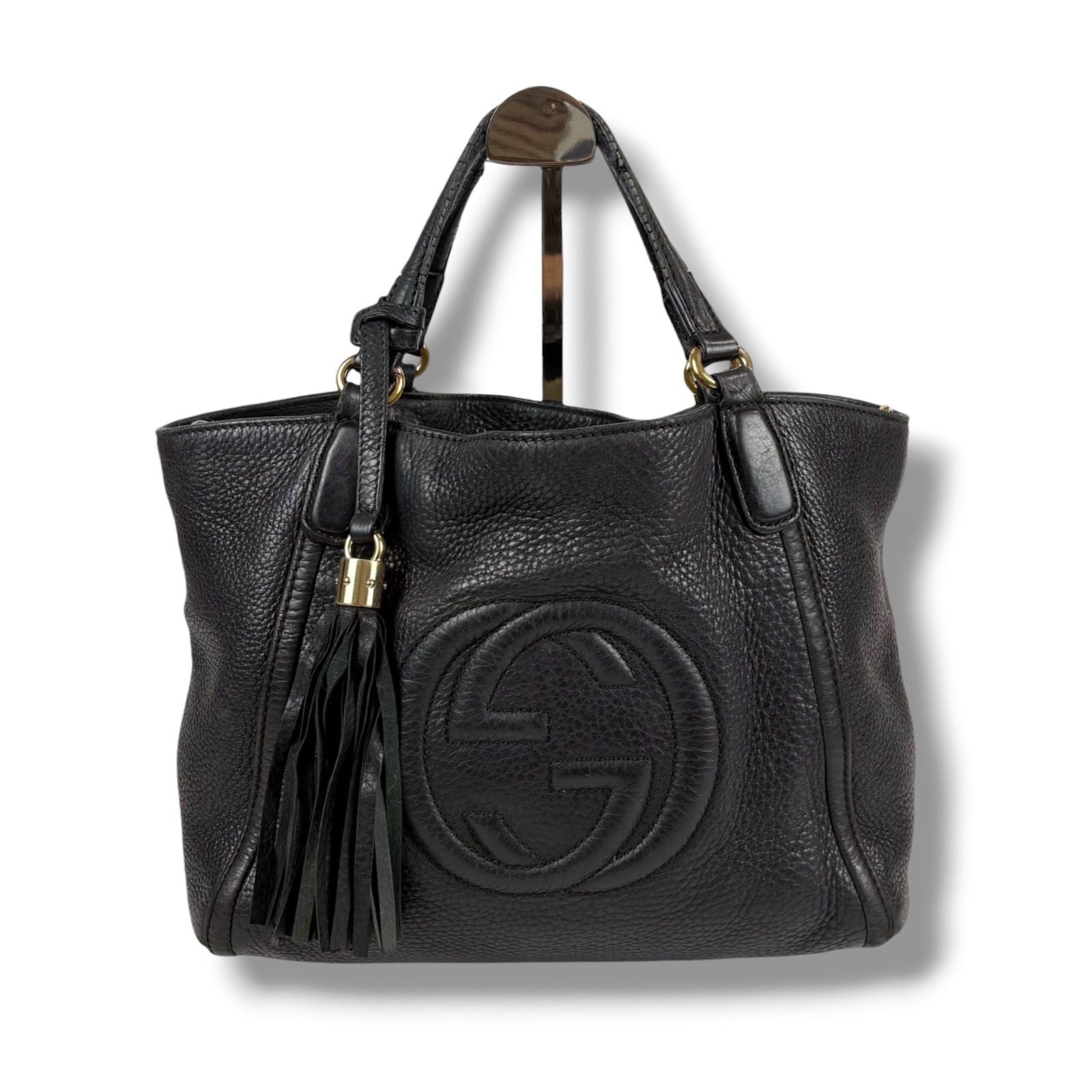 Gucci 2-Way Interlocking Soho Shoulder Bag Black Leather — view 4