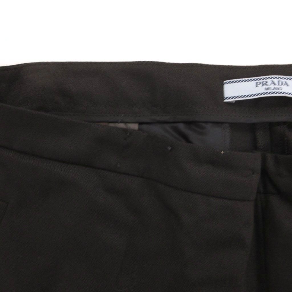 Prada Trousers Beltless Pants Ankle Length Wool 44 Black — view 5