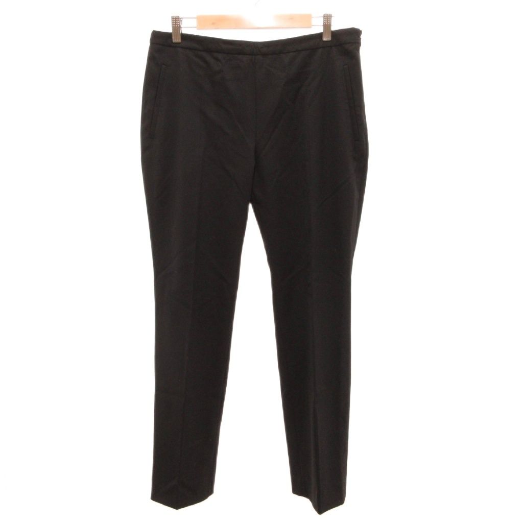 Prada Trousers Beltless Pants Ankle Length Wool 44 Black
