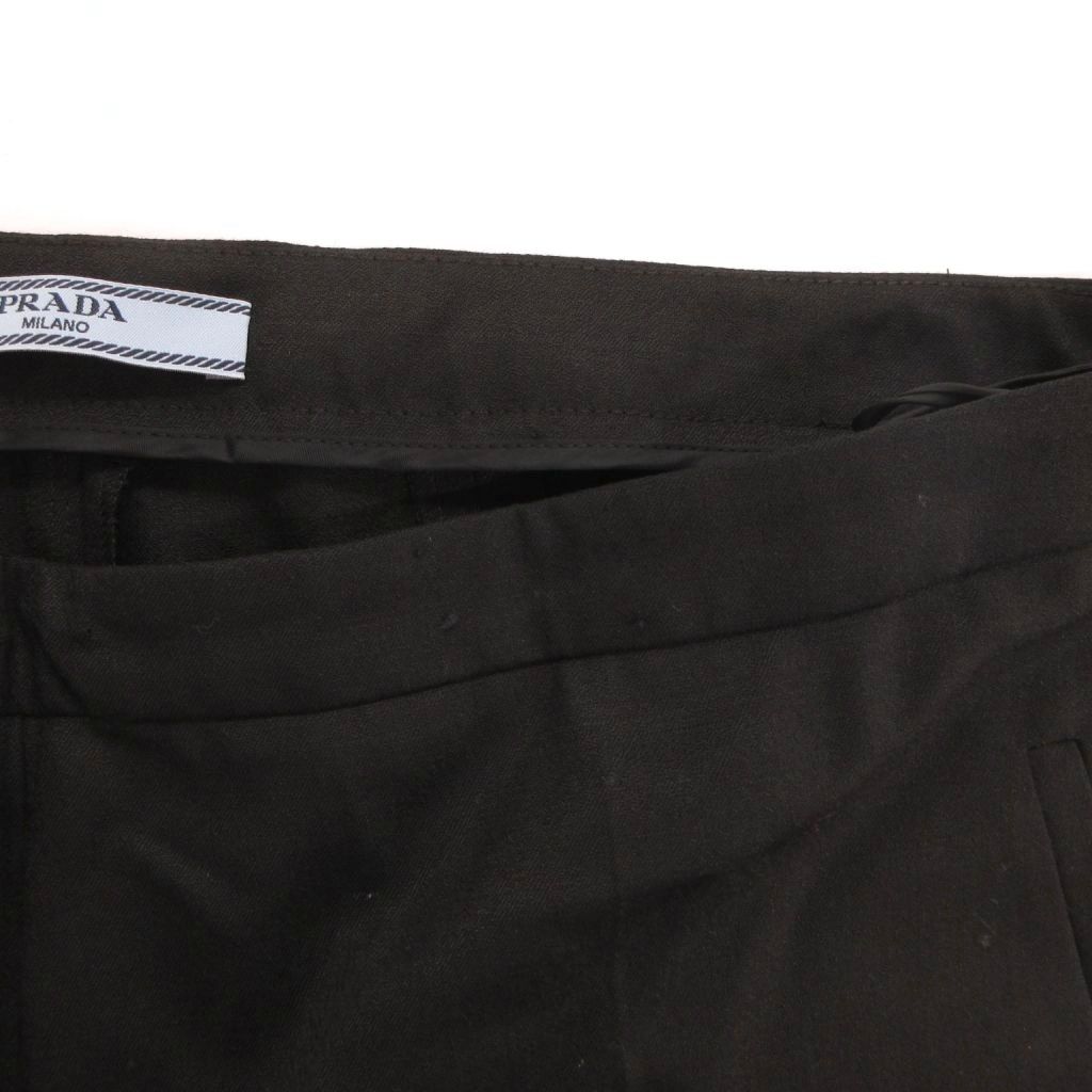 Prada Trousers Beltless Pants Ankle Length Wool 44 Black — view 6