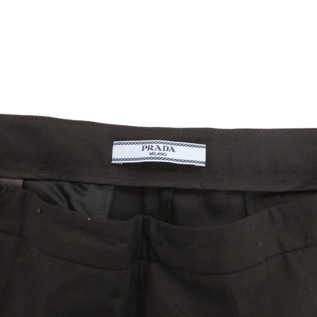 Prada Trousers Beltless Pants Ankle Length Wool 44 Black — view 4