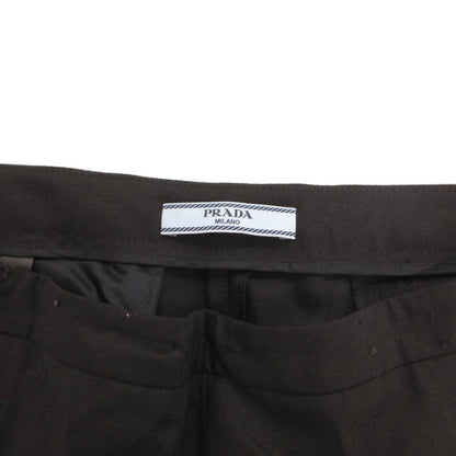 Prada Trousers Beltless Pants Ankle Length Wool 44 Black — view 4