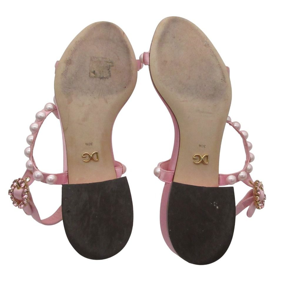 Dolce & Gabbana Sandals Pearl Bijuu T Strap Low Heels Shoes Pink — view 8
