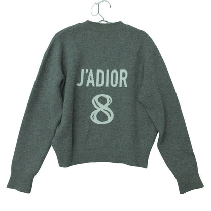 Dior Knit J'adior 8 Letter Ring Boxy Cashmere Sweater Long Sleeve Gray 38