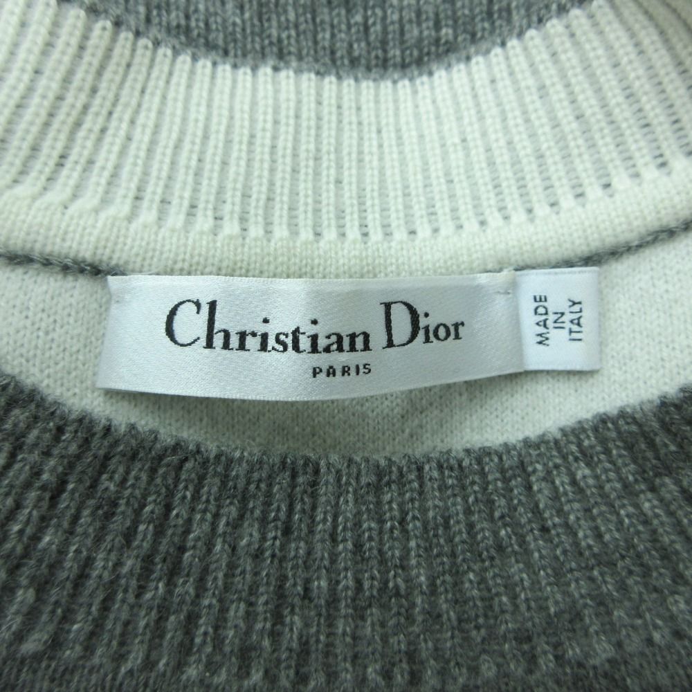 Dior Knit J'adior 8 Letter Ring Boxy Cashmere Sweater Long Sleeve Gray 38 — view 3