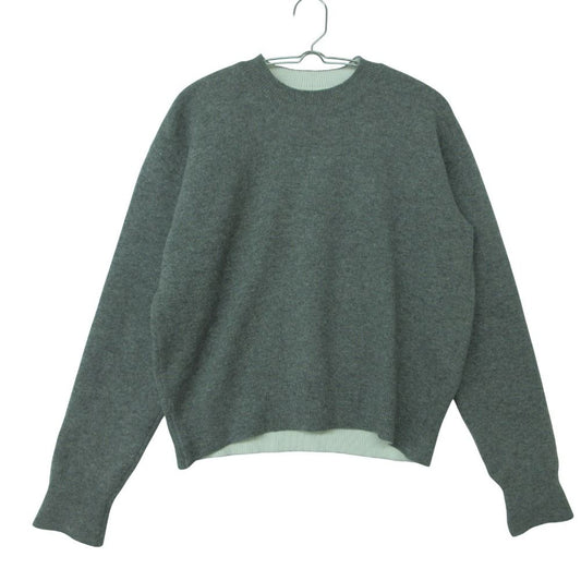 Dior Knit J'adior 8 Letter Ring Boxy Cashmere Sweater Long Sleeve Gray 38