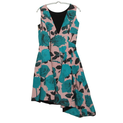 Dior Dress Sleeveless Asymmetrical Floral Pattern Rose Silk Pink 40 — view 2