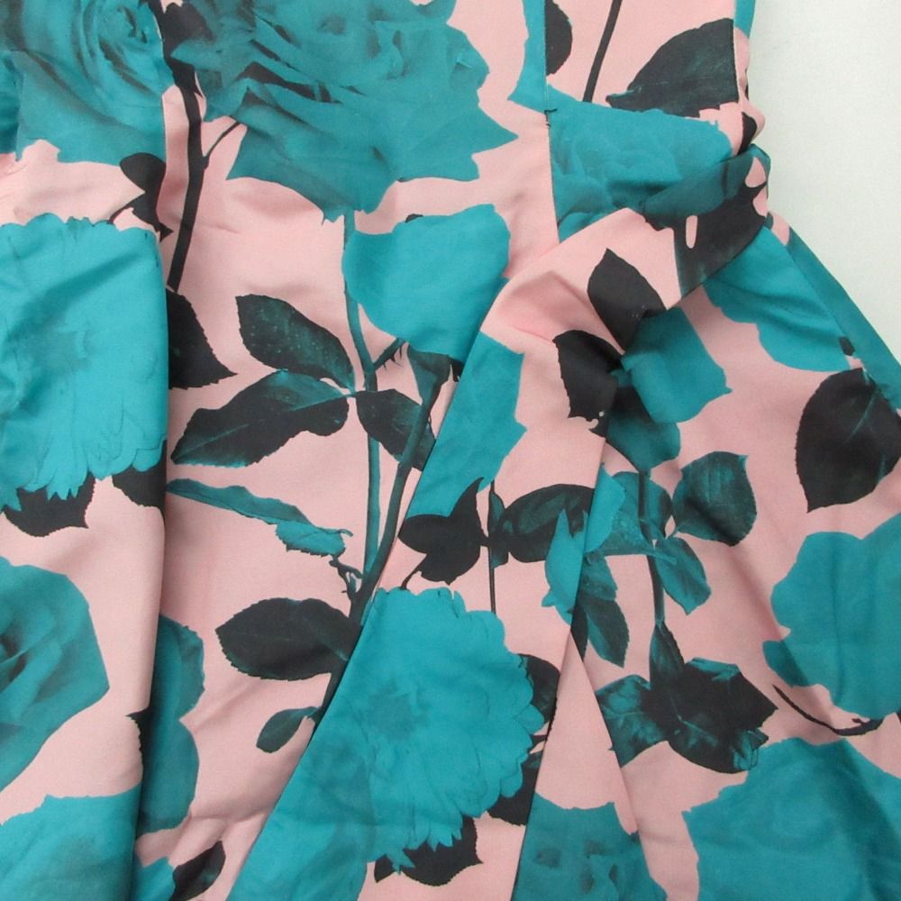 Dior Dress Sleeveless Asymmetrical Floral Pattern Rose Silk Pink 40 — view 5