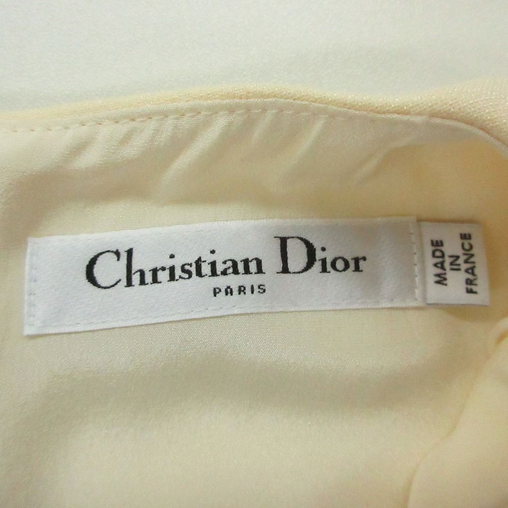 Dior Dress Sleeveless Cache Couple Neck Wool Silk White 38 — view 3