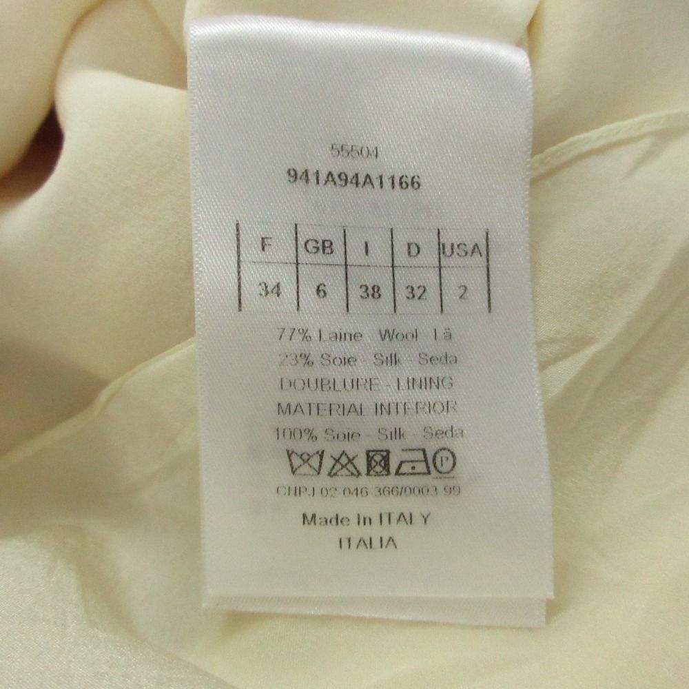 Dior Dress Velours Neck Flare Wool Silk White 38 — view 4
