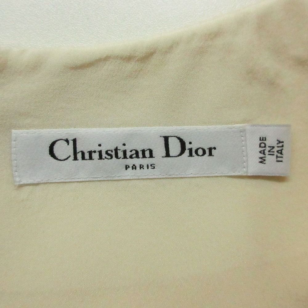 Dior Dress Velours Neck Flare Wool Silk White 38 — view 3