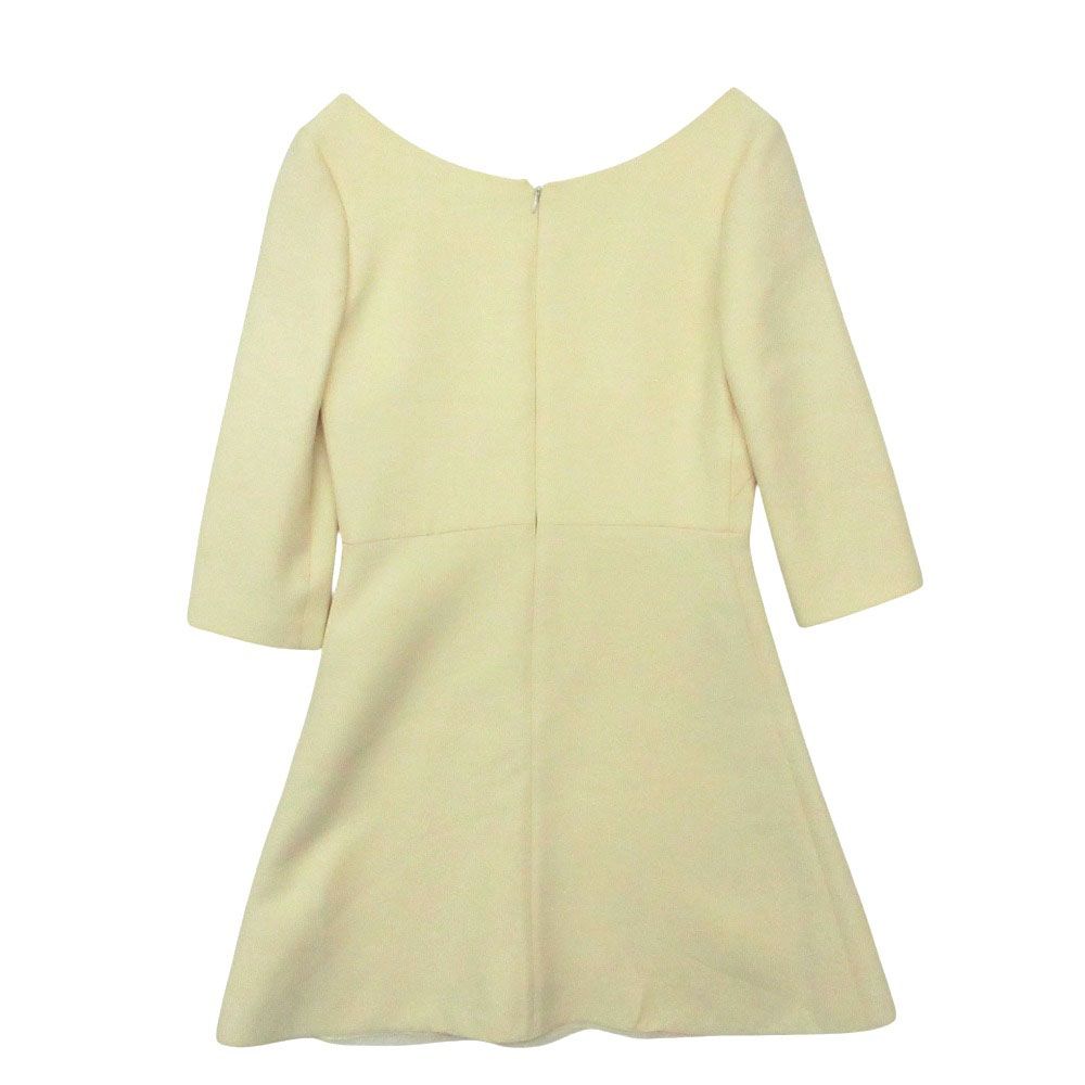 Dior Dress Velours Neck Flare Wool Silk White 38 — view 2