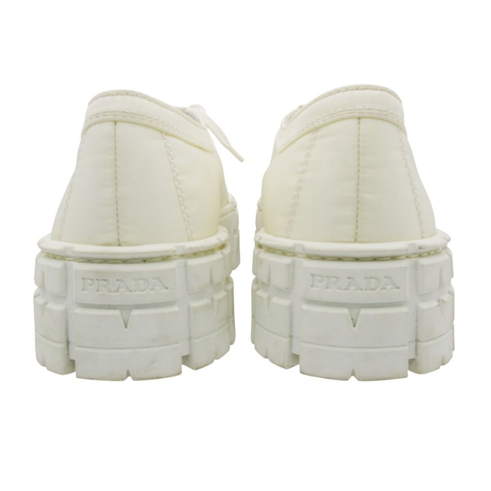Prada Platform Sneakers Double Wheels Nylon Gabardine Shoes White — view 5