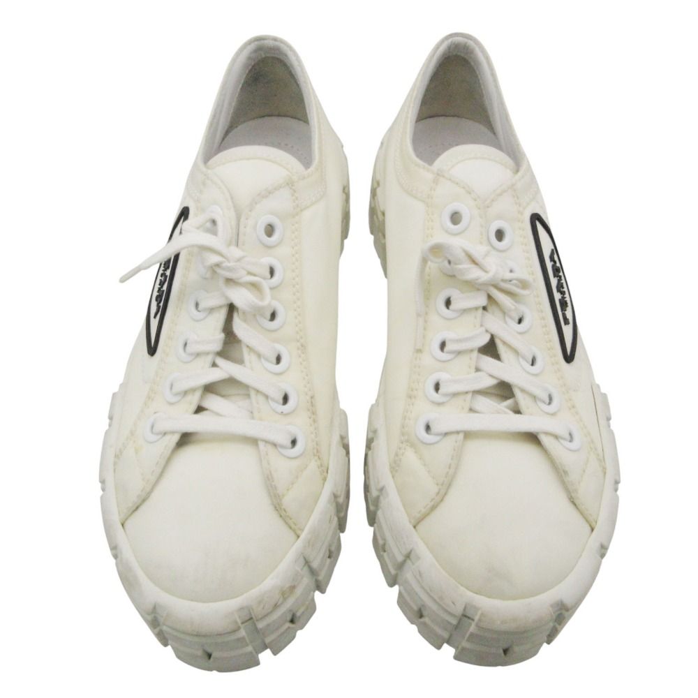 Prada Platform Sneakers Double Wheels Nylon Gabardine Shoes White — view 4