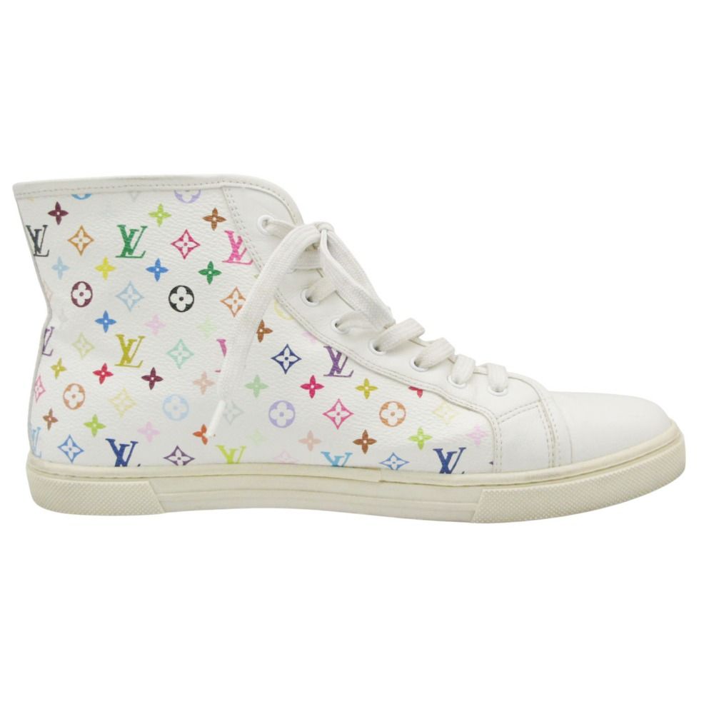 Louis Vuitton Sneakers Monogram Multicolor High Cut Shoes Leather LV Logo White — view 2