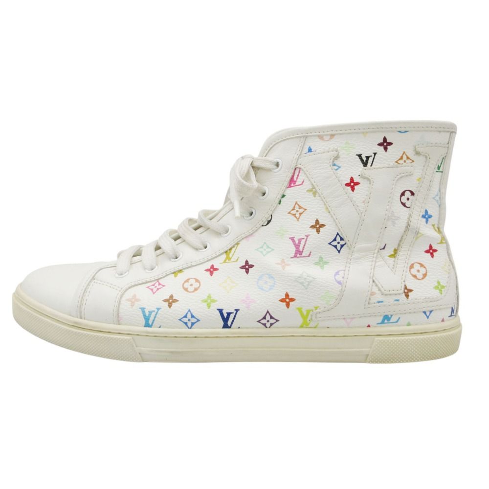 Louis Vuitton Sneakers Monogram Multicolor High Cut Shoes Leather LV Logo White