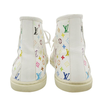 Louis Vuitton Sneakers Monogram Multicolor High Cut Shoes Leather LV Logo White — view 5