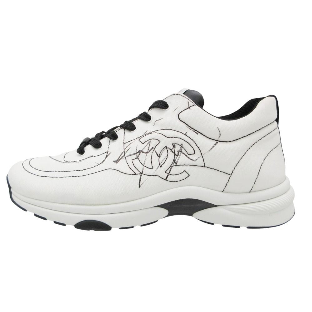 Chanel Sneakers CC Logo Stitch Shoes White