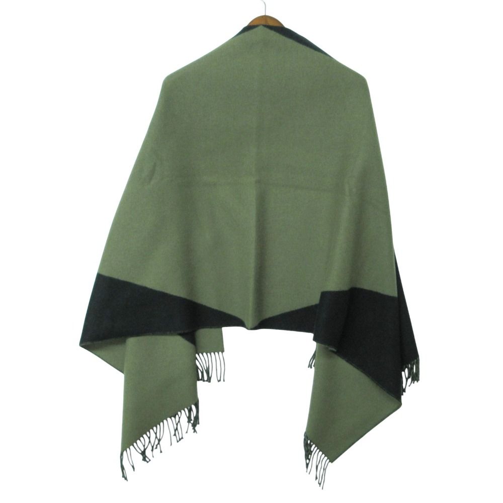 Hermes Scarf Cashmere Large Shawl Fringe Bicolor Black — view 2