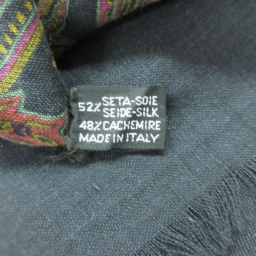 Chanel Scarf Large Shawl Silk Cashmere CC Logo Paisley Pattern Black — view 2