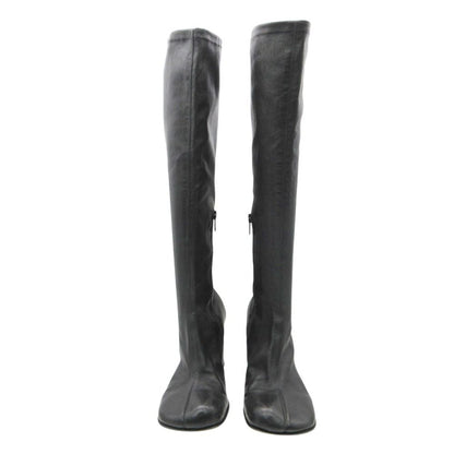 Bottega Veneta Boots Leather Long Center Seam Side Zip Shoes Black — view 3