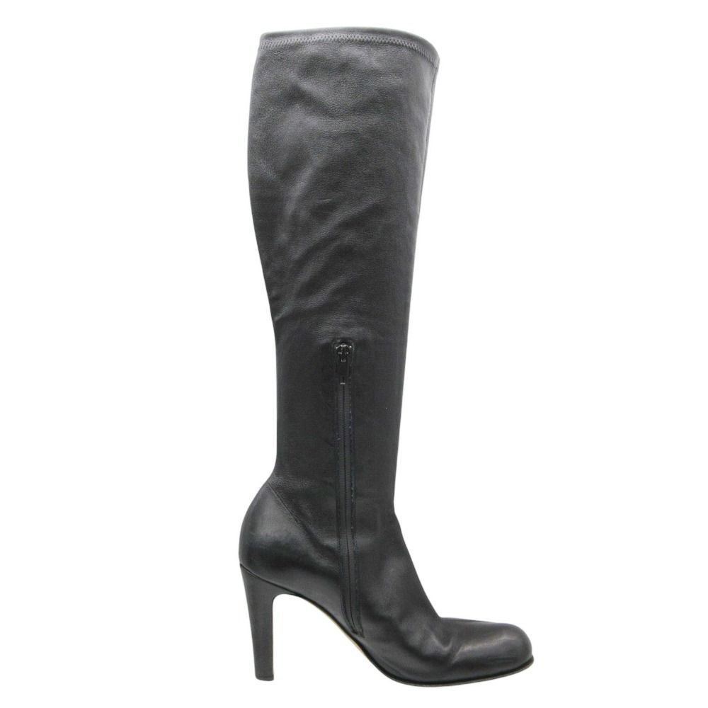 Bottega Veneta Boots Leather Long Center Seam Side Zip Shoes Black — view 2