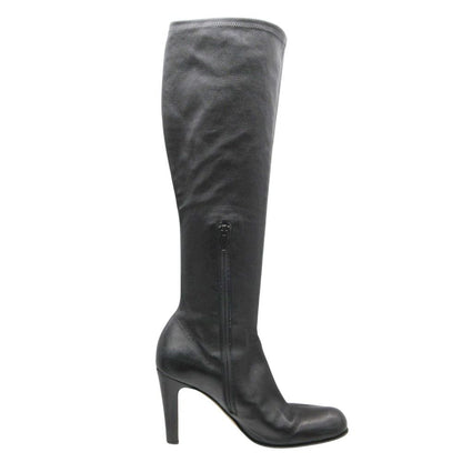 Bottega Veneta Boots Leather Long Center Seam Side Zip Shoes Black — view 2
