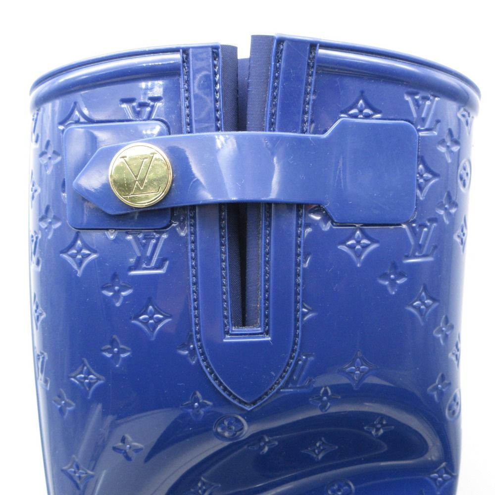 Louis Vuitton Boots Long Rain Lava Monogram LV Logo Shoes Blue — view 7