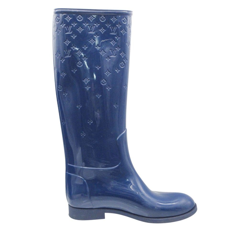 Louis Vuitton Boots Long Rain Lava Monogram LV Logo Shoes Blue — view 2