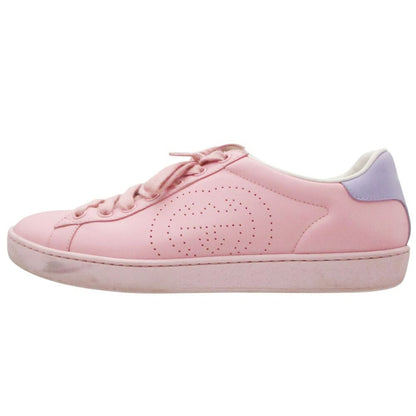 Gucci Sneakers Ace Interlocking Leather Low Cut Shoes Pink