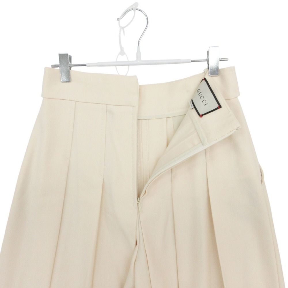 Gucci Pants Pleats Wide Gaucho Skirt Culottes Logo Light Beige 38 — view 5