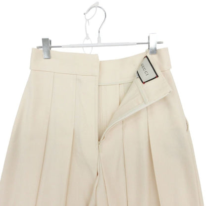 Gucci Pants Pleats Wide Gaucho Skirt Culottes Logo Light Beige 38 — view 5