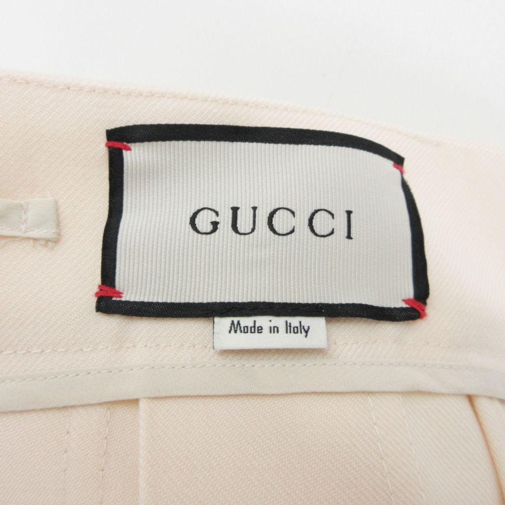 Gucci Pants Pleats Wide Gaucho Skirt Culottes Logo Light Beige 38 — view 9