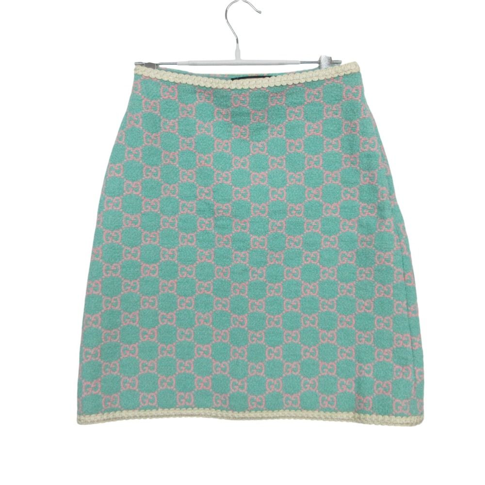 Gucci Skirt Tweed GG Jacquard Zaamp Light Green 38
