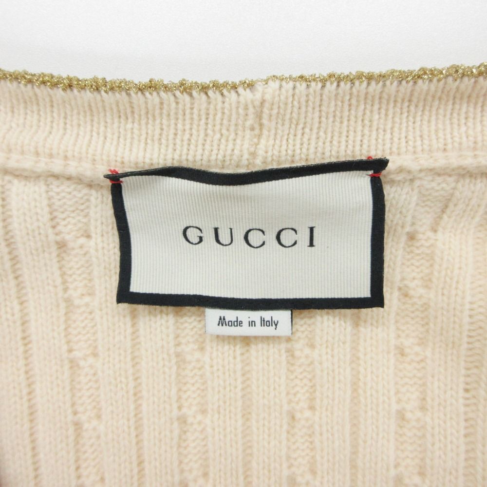 Gucci Cardigan Knit Jacket Cable Metallic Web Stripe Trimming Cashmere Blend — view 8