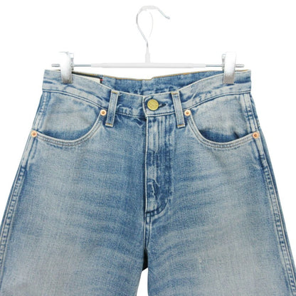 Gucci Denim Pants Wide Cut Off Jeans Strawberry Embroidery Patch Indigo 22 — view 3
