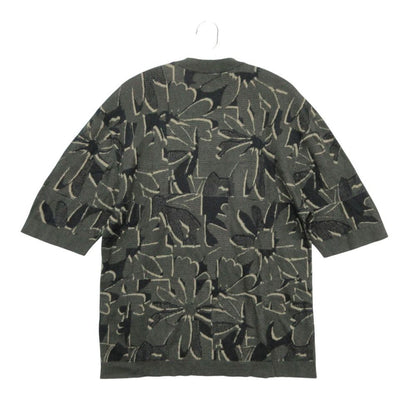 Hermes Short Sleeve T-Shirt Jacquard Summer Knit Puzzle Floral Top Black Sweater — view 2