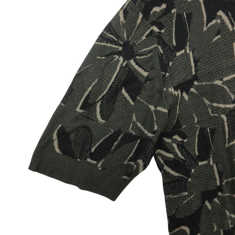 Hermes Short Sleeve T-Shirt Jacquard Summer Knit Puzzle Floral Top Black Sweater — view 4