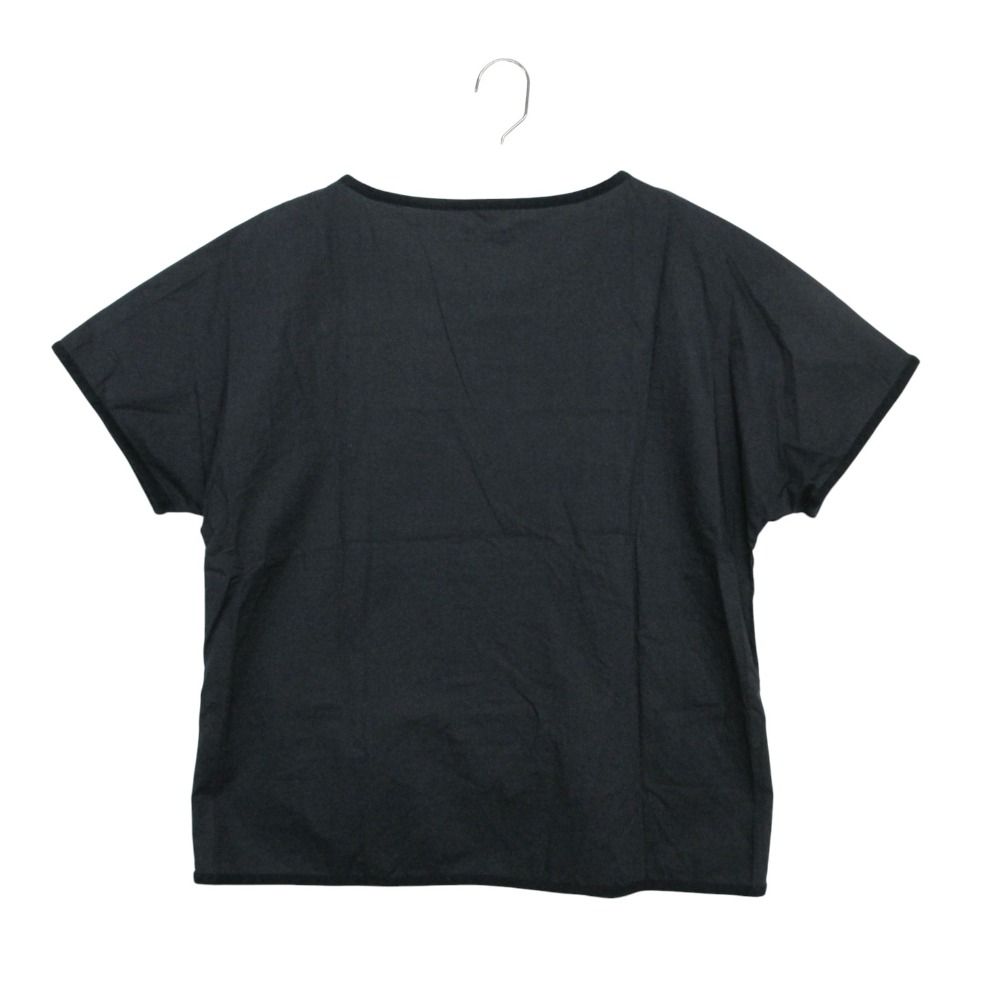 Hermes Short Sleeve T-Shirt Roulis Series Cotton Blouse Top Navy 34 — view 2