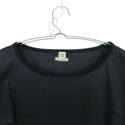Hermes Short Sleeve T-Shirt Roulis Series Cotton Blouse Top Navy 34 — view 3
