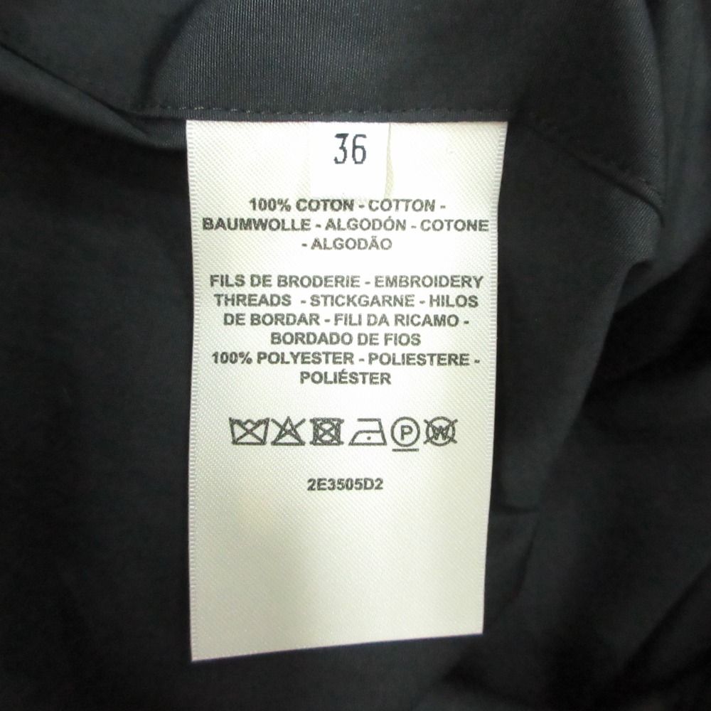 Hermes Dress Short Sleeve Embroidery Cotton Boat Neck Black 36 — view 9