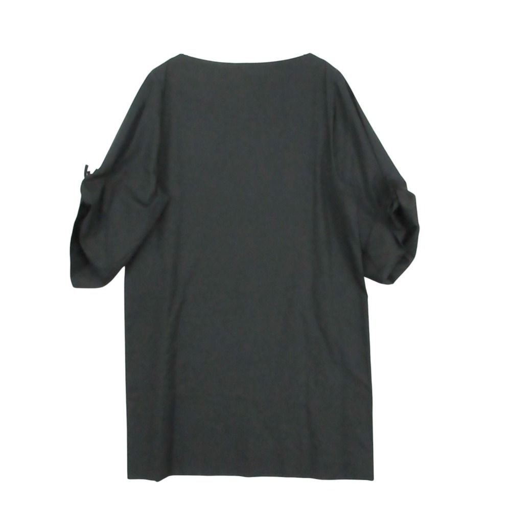 Hermes Dress Short Sleeve Embroidery Cotton Boat Neck Black 36 — view 2