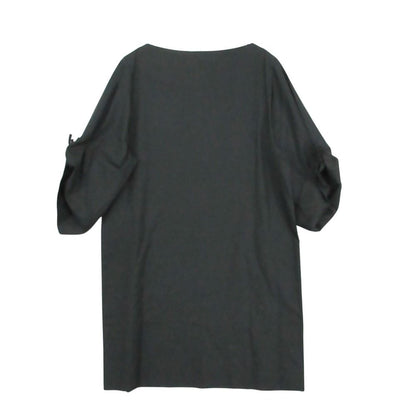 Hermes Dress Short Sleeve Embroidery Cotton Boat Neck Black 36 — view 2