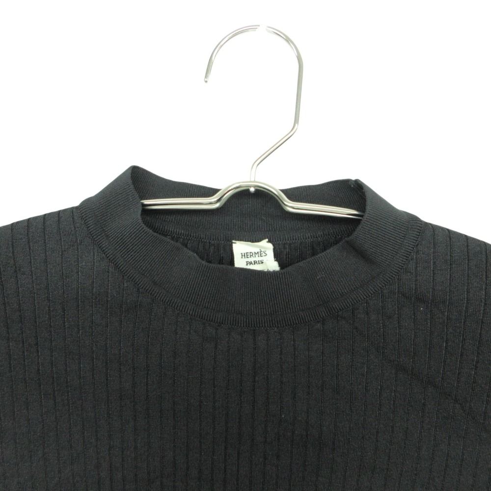 Hermes Knit Silk Rib Sweater Long Sleeve Pullover Top Black 34 — view 3