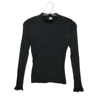 Hermes Knit Silk Rib Sweater Long Sleeve Pullover Top Black 34