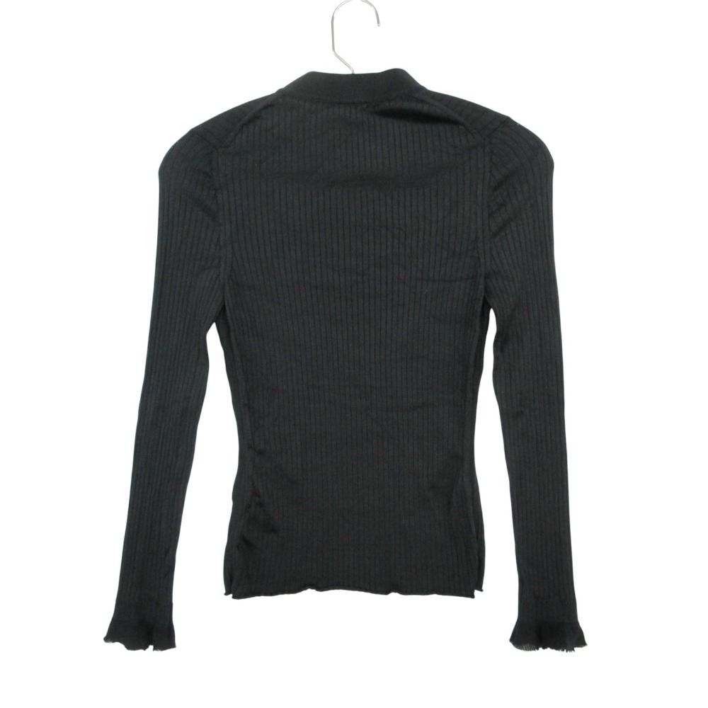 Hermes Knit Silk Rib Sweater Long Sleeve Pullover Top Black 34 — view 2
