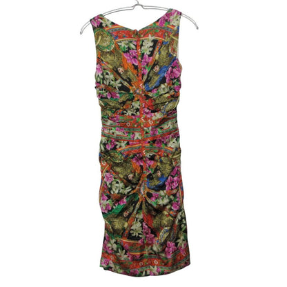 Dolce & Gabbana Dress Silk 100% Sleeveless Shirred Majolica Pattern All Over — view 2