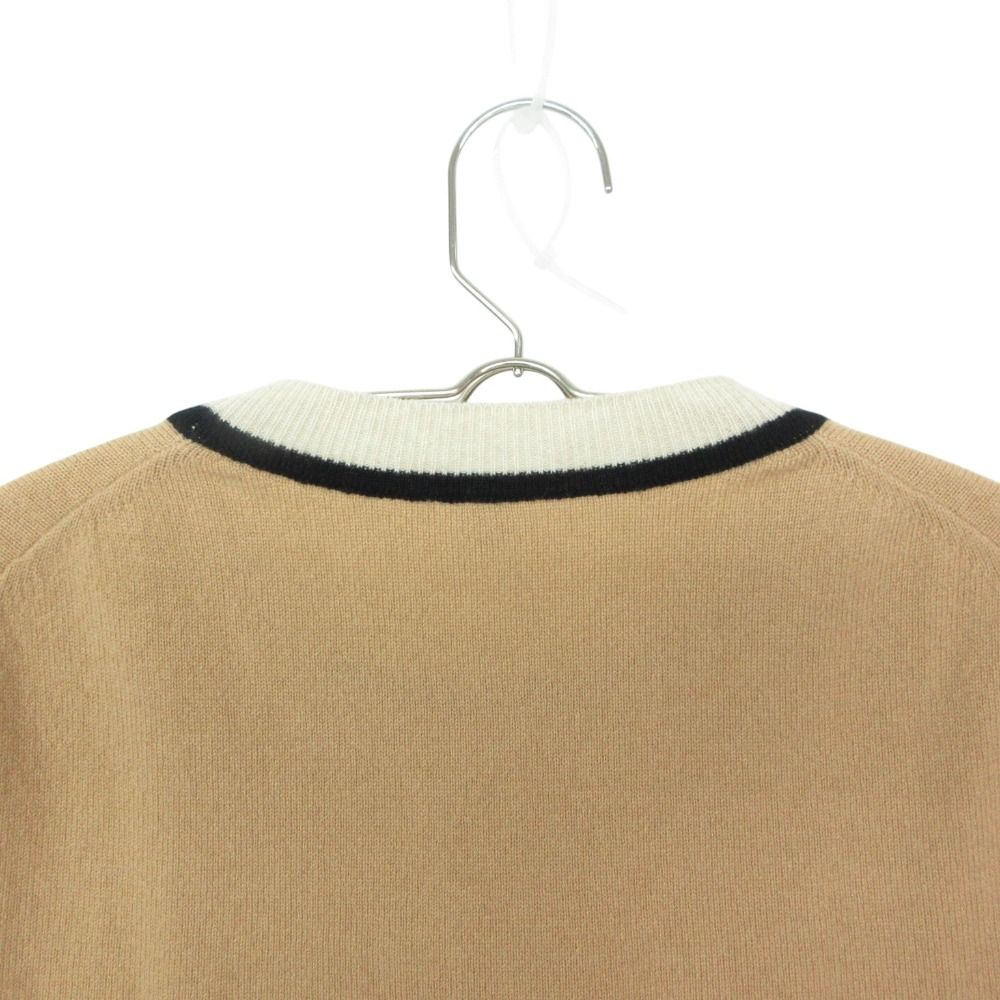 Hermes Knit Cashmere Short Sleeve Sweater Exlibris Embroidery Top Beige 38 — view 7